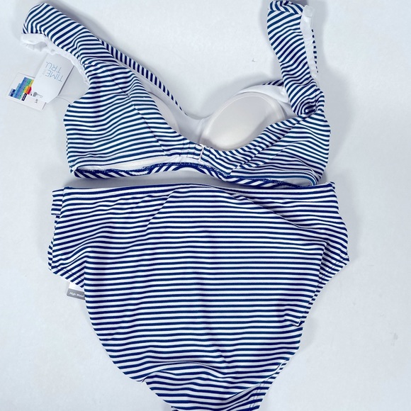 Time and Tru High Waisted Striped Bikini Size 12-14 Blue and White - Picture 5 of 5